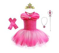 Lito Angels Robe Ballet de Danse au Bois Dormant Princesse Aurore pour Enfant Fille, Déguisement Ballerine Justaucorps Danseuse Tutu avec Accessoires Taille 6-7 Ans (étiquette en Tissu 130)