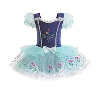 Lito Angels Robe Ballet de Danse Princesse Anna pour Enfant Fille, Déguisement Ballerine Justaucorps Danseuse Tutu Taille 5-6 Ans
