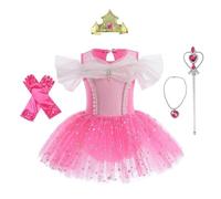 Lito Angels Robe Ballet de Danse Princesse Aurore pour Enfant Filles avec Accessoires, Déguisement Ballerine Justaucorps Danseuse Tutu Taille 5-6 ans (étiquette en tissu 120)