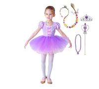 Lito Angels Robe Ballet Tutu de Princesse Raiponce pour Enfants Filles, Justaucorps Deguisement Danse Costume de Ballerine avec Accessoires Taille 2-3 ans, Violet
