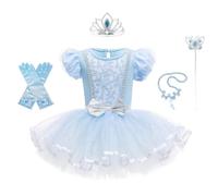 Lito Angels Robe de Ballet Princesse Cendrillon Tutu pour Enfants Filles, Justaucorps de Costume Danse Ballerine avec Accessoires Taille 5-6 ans