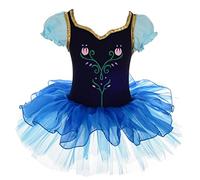 Lito Angels Robe de Ballet Princesse pour Enfant Fille, Costume de Tutu Danse Ballerine, Justaucorps avec Jupe, Bleu 5-6 ans