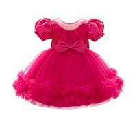 Lito Angels Robe de Fille d'honneur pour Bebe - Robe Tulle à Paillettes avec Manches Bouffantes - Tenue Chic Mariage Anniversaire Fete Spéciale Rose Vif - 3 Ans