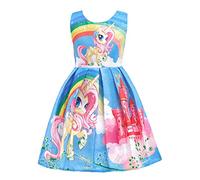 Lito Angels Robe de Licorne pour Enfant Filles, Petit Poney Vetement Ete Casual, Taille 2-3 ans, Style C - Bleu