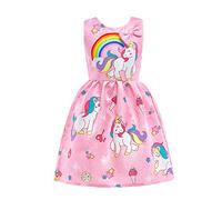 Lito Angels Robe de Licorne pour Enfant Filles, Vetement Ete Casual, Taille 3-4 ans, Style D - Rose