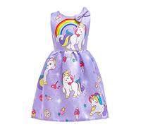 Lito Angels Robe de Licorne pour Enfant Filles, Vetement Ete Casual, Taille 4-5 ans, Style D - Violet