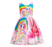 Lito Angels Robe de My Little Pony Licorne pour Enfant Filles, Petit Poney Vetement Ete Casual, Taille 4-5 Ans (étiquette en Tissu 110), Style C - Rose