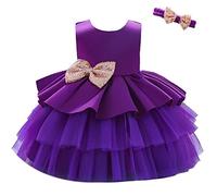 Lito Angels Robe Demoiselle d'honneur Ceremonie Mariage avec Bandeau pour Bebe Filles Taille 12-24 Mois, Violet