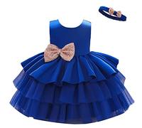 Lito Angels Robe Demoiselle d'honneur Ceremonie Mariage avec Bandeau pour Bebe Filles Taille 9-12 Mois, Bleu Royal (étiquette en Tissu 70)
