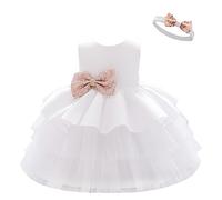 Lito Angels Robe Demoiselle d'honneur Ceremonie Mariage avec Bandeau pour Enfant Filles Taille 3-4 Ans, Blanche (étiquette en Tissu 100)