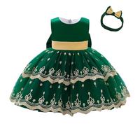 Lito Angels Robe Demoiselle d'honneur Ceremonie Mariage Noël avec Bandeau pour Bebe Filles Taille 6-12 Mois, Vert (étiquette en Tissu 70)