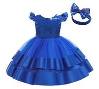 Lito Angels Robe Demoiselle d'honneur Ceremonie Mariage Noël avec Bandeau pour Enfant Fille Taille 3-4 Ans, Bleu Roi
