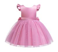 Lito Angels Robe Demoiselle d'honneur Ceremonie Mariage Noël avec Perle pour Enfant Fille Taille 4-5 Ans, Rose