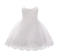 Lito Angels Robe Demoiselle d'honneur Ceremonie Mariage Noël pour Bebe Filles Broderie Taille 3-6 Mois, Blanc (Étiquette en Tissu 70)