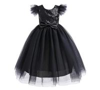 Lito Angels Robe Demoiselle d'honneur Ceremonie Mariage Noël pour Enfant Filles Taille 5-6 Ans, Noir