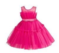 Lito Angels Robe Demoiselle d'honneur Ceremonie Mariage pour Enfant Filles Taille 2-3 Ans, Rose Vif (étiquette en Tissu 90)