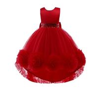 Lito Angels Robe Demoiselle d'honneur Ceremonie Mariage pour Enfant Filles Taille 2-3 Ans, Rouge (étiquette en Tissu 100)
