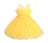Lito Angels Robe Demoiselle d'honneur Ceremonie Mariage pour Enfant Filles Taille 3-4 Ans, Jaune (étiquette en Tissu 100)