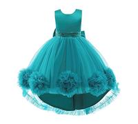 Lito Angels Robe Demoiselle d'honneur Ceremonie Mariage pour Enfant Filles Taille 6-7 Ans, Vert Sarcelle (étiquette en Tissu 130)