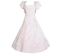 Lito Angels Robe Demoiselle d'honneur Mariage Ceremonie avec Bolero pour Enfant Fille, Taille 2-3 Ans, Blanc