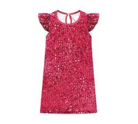 Lito Angels Robe Fille A-Line Rouge Fraise à Paillettes Party Élégante pour Anniversaire Mariage, Taille 9-10 Ans 140