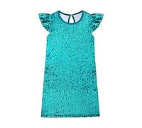 Lito Angels Robe Fille Petite A-Line Bleu Sarcelle à Paillettes Party Élégante pour Anniversaire Mariage, Taille 5-6 Ans 116