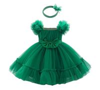 Lito Angels Robe Princesse Bebe Fille Deguisement Ceremonie Tulle avec Bandeau pour Mariage Anniversaire Fete Shooting Photo, Taille 74, 9 Mois, Vert Emeraude