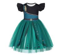 Lito Angels Robe Princesse en Tulle Vert - Costume Reine des Glaces pour Fete Anniversaire Carnaval ou Journée du Livre - Deguisement Tenue Bebe Enfant Fille 5-6 Ans