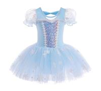 Lito Angels Robe Tutu Danse Deguisement Princesse Elsa Ballerine Justaucorps Bleu avec Jupe de Ballet Filles Taille 7-8 Ans 128 Anniversaire Fete