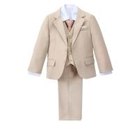 Lito Angels Smoking Costume 5 Pièces pour Bebe Enfant Garçon, Coupe Ajustée, Blazer et Gilet, Kaki, Taille 8-9 Ans