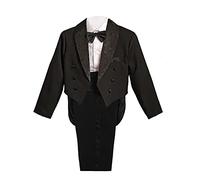 Lito Angels Smoking Costume Mariage Ceremonie Bebe Garcon, Ensemble 5 Pieces (Blazer, Chemise, Ceinture, Noeud Papillon et Pantalon), Taille 12-18 Mois, Noir (étiquette en Tissu 2)