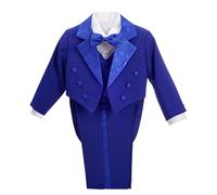 Lito Angels Smoking Costume Mariage Ceremonie Enfant Garcon, Ensemble 5 Pieces (Blazer, Chemise, Ceinture, Noeud Papillon et Pantalon), Taille 2 Ans, Bleu Royal (étiquette en Tissu 04)