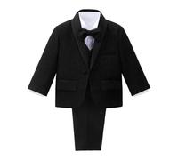 Lito Angels Smoking Costumes et Vestons Bebe Enfant Garcon, Ensemble 5 Pieces Costard avec Blazer Gilet Chemise Noeud Papillon et Pantalon, 3-4 Ans Taille 104, Noir Brillant