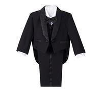 Lito Angels Smoking Costumes et Vestons Bebe Garcon, Ensemble 5 Pièces Costard (Blazer, Gilet, Chemise, Noeud Papillon et Pantalon), Taille 12-18 Mois, Noir (étiquette en Tissu 01)