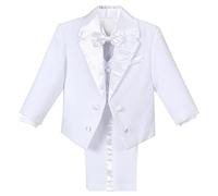 Lito Angels Smoking Costumes et Vestons Bebe Garcon, Ensemble 5 Pièces Costard (Blazer, Gilet, Chemise, Noeud Papillon et Pantalon), Taille 18-24 Mois, Blanche (étiquette en Tissu 02)