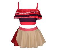 Lito Angels Tankini Fille avec Jupette et Accessoires, 12 Mois-13 Ans | Haut à volants, Jupette avec culotte intégrée, Collier, pince florale et couronne de fleurs