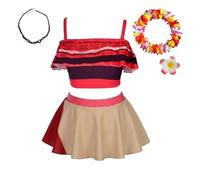 Lito Angels Tankini Fille avec Jupette et Accessoires, 12 Mois-13 Ans | Haut à volants, Jupette avec culotte intégrée, Collier, pince florale et couronne de fleurs