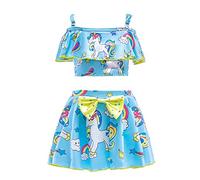 Lito Angels Tankini Maillot de Bain Jupette 2 Pieces Licorne pour Enfant Fille, Bleu, Taille 3-4 Ans