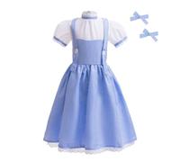 Lito Angels Wizard Book Character Blue Gingham Fancy Dress Up Costume Outfit with Hair Ties for Kids Girls Age 12-13 Years