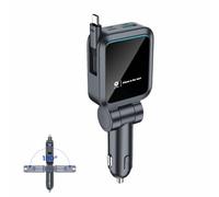 LITO Chargeur de voiture rétractable de 72 W, ultra compact USB C, charge | Câble rétractable magnétique 45 W, lumière LED, rotation à 180°, adaptateur allume cigare, pour iPhone 18 17 16 Duo, Samsung