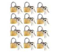 Litoexpe Lot de 12 mini cadenas avec clés, petits cadenas en laiton massif pour bagages, sacs à dos, boîte à outils, boîte à bijoux, unité de rangement, casier de gym