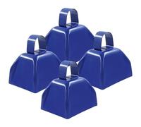 Litoexpe Lot de 4 cloches en métal de 7,6 cm pour faire du bruit fort, idéales pour les matchs de football, les fêtes et l'esprit d'équipe (bleu)