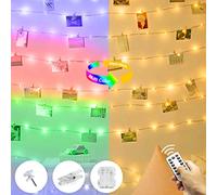 litogo 10M / 100LED Guirlande Photo Lumineuse Dimmable Blanc Chaud/Couleur avec Télécommande