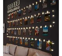 litogo 10M 100LED Guirlande Photo Lumineuse, Guirlande Lumineuse Photo Chambre Batterie Alimenté Avec 60 Photo Clips Decoration Interieur Blanc Chaud