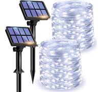 litogo 8 Éclairage Modes 120 LED Solar String Fée Lumières 2-Pièce, 12 Mètre Longueur, Froid Blanc