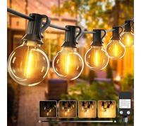 litogo Guirlande Extérieure Lumineuse LED avec Timer, 15M Guirlande Lumineuse Guinguette Extérieure avec Retro Warm White, Ampoules G40 en Plastique, Girlandes Étanches pour Jardin, Terrasse, Balcon