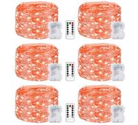 litogo Guirlande Led à Pile 5M 50LED Orange, [Lot de 6] Halloween Guirlande Lumineuse avec Télécommande, Étanche 8 Modes Guirlandes Lumineuse Intérieur Extérieur pour Décor Noël Mariage Fête Chambre
