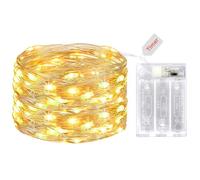 litogo Guirlande Led à Pile, 5M 50LED Petite Guirlande Lumineuse Pile, Guirlandes Lumineuses d'Intérieur Decoration pour Chambre Noël Mariage Soirée Maison Jardin, Blanc Chaud