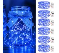 litogo Guirlande LED à Pile avec Minuterie Lot de 6, 2M/20LED 3 Mode Mini Petite Guirlandes Lumineuse a Piles, Étanche Guirlande Led Décoration pour Chambre Plate Exterieur Noël Interieur, Bleu