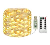 litogo Guirlande Lumineuse Alimenté par USB, 12M 120LED Guirlande LED avec Télécommande Étanche Decoration Intérieur et Extérieur Chambre Noël Maison Jardin Fête (Blanc Chaud)